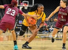 A Mizzou női kosárlabda védekezésben küzd a Troy ellen