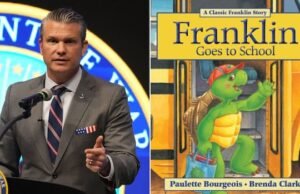 Pete Hegseth egy kanadai könyvszereplő, Franklin, a teknős felhasználásával a katonai csapások igazolására riasztotta a kritikusokat