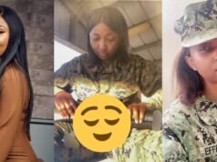 Színésznő, Grace Charis Bassey szétszedi, tisztítja a puskáját, miután csatlakozott az amerikai hadsereghez